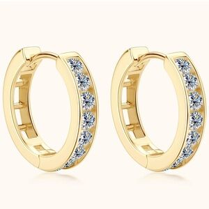 14k Diamond Huggie Hoop Earrings